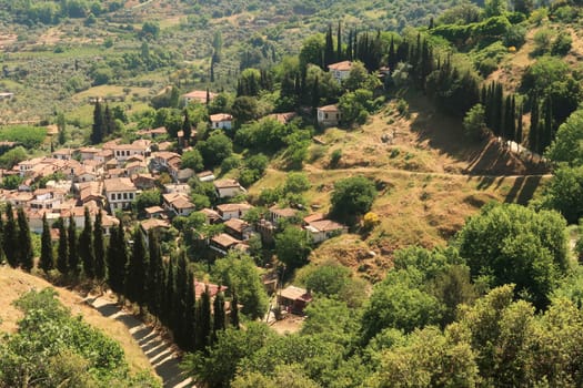 Spectacular view onto the picturesque town of Sirince and the landscape that surrounds it, Izmir Province, Turkey 2022