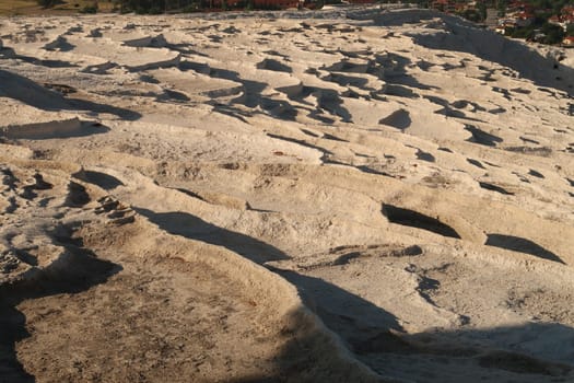Many dried up travertine terraces at Pamukkale, Denizli, Turkey 2022