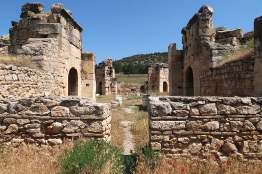 Path into the St. Philip Marytrium at the archaeological site of Hierapolis, Pamukkale, Denizli, Turkey 2022