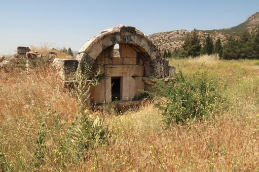 Round shaped tomb, mausoleum in the Northern Necropolis of the ancient site of Hierapolis, Turkey 2022