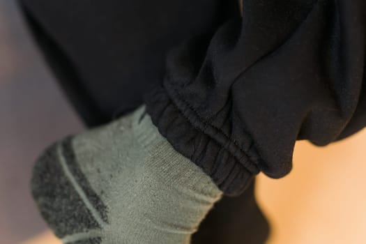 Close-up of cotton sweatshirt fabric texture clothes - design clothes tailoring and youth fashion