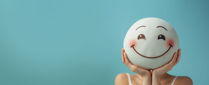Happy smiling face, mental health concept, positive thinking and attitude, emotion, support and evaluation