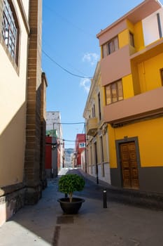 A street with houses in the old town of Galdar on the Canary Island of Gran Canaria in Spain