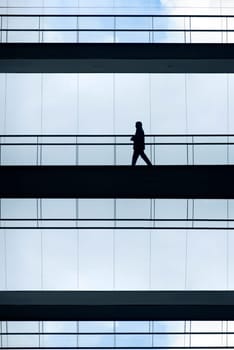 man inside a modern office building