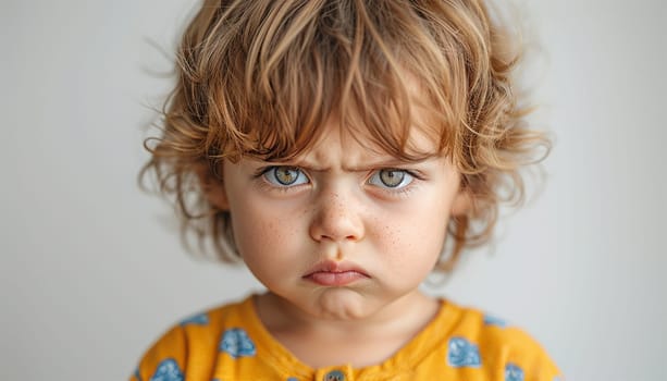 Angry child. Cute little boy in looking at camera with angry expression. Emotional kid,baby,toddler portrait