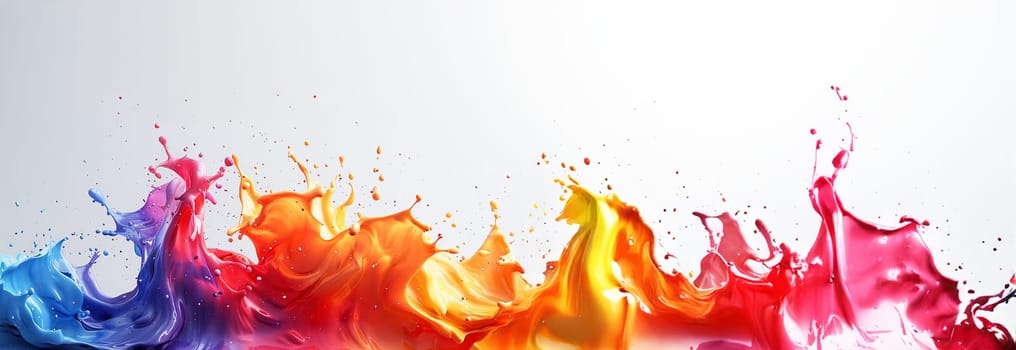 Colored paint splashes in water various colors. 4k video. Fluid art abstract texture. Colorful Paint Splashes in Super Slow Motion Isolated on White Background, Copy space