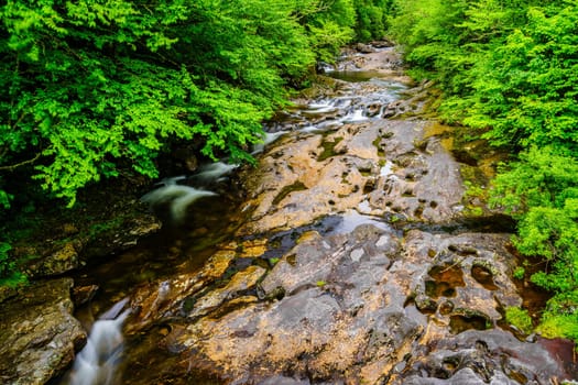 Long exposure image of West Fork Pigeon River near Maggie Valley, North Carolina.