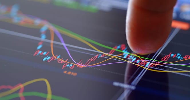 Stock market on digital tablet screen