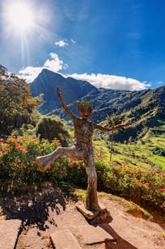 Entertainment center in Valle del Cocora Valley with tall wax palm trees. Salento, Quindio department. Colombia travel destination.