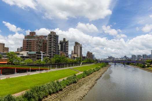 Taipei, Taiwan 25 July 2023: Taipei city downtown in riverside