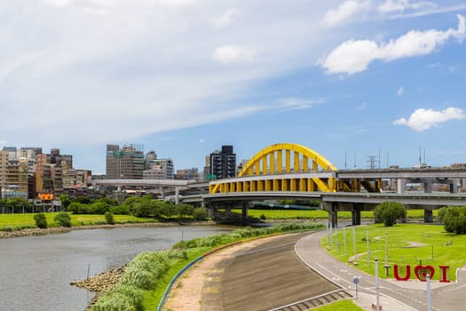 Taipei, Taiwan 25 July 2023: Riverside park in Taipei city of Taiwan