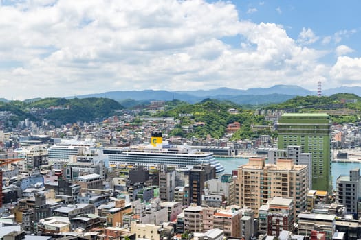 Taiwan 14 August 2023: Keelung downtown city in Taiwan