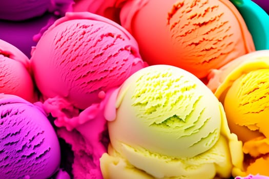 Brightly multicolored background of playful ice cream scoops.