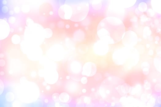 Abstract blurred fresh vivid spring summer light delicate pastel pink white yellow bokeh background texture with bright circular soft color lights and stars. Beautiful backdrop illustration.