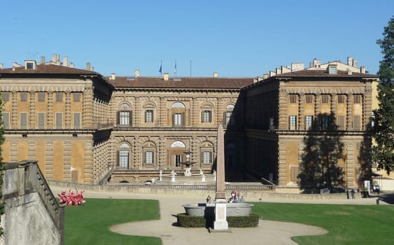 Florence, Italy October 8, 2019: the Palazzo Pitti  is a vast, mainly Renaissance, palace in Florence, Italy.