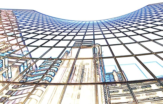 Digital Illustration Skyscraper Postcard Background Effect