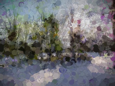 Digital Illustration Snow and Trees Scenery