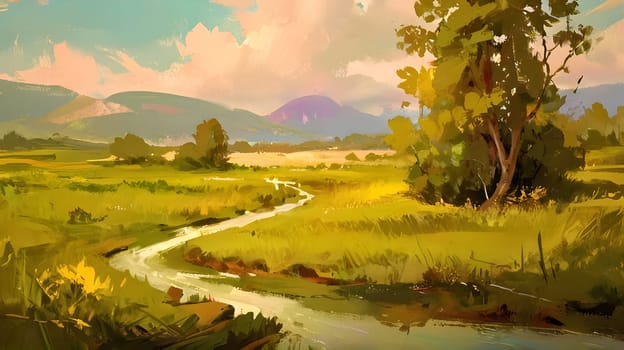 Oil painting of the nature landscape