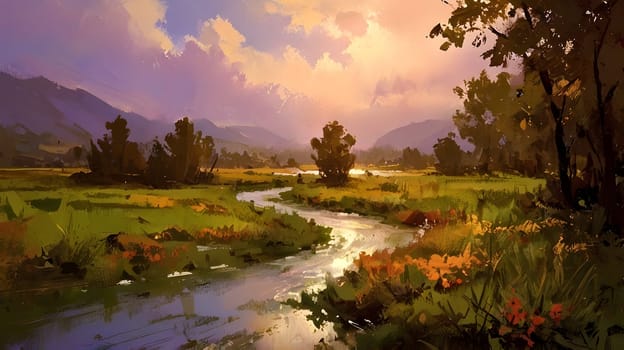 Oil painting of the nature landscape