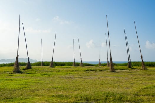 Big giant broom in Chaojing park of Keelung at Taiwan