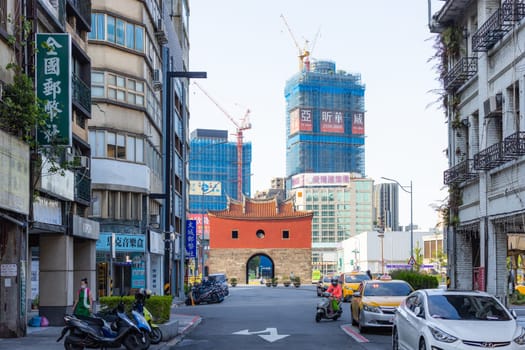 Taipei, Taiwan 22 August 2022: Taipei city street with Beimen North gate