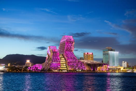 Kaohsiung, Taiwan 24 August 2022: Kaohsiung Music Center in Taiwan at night