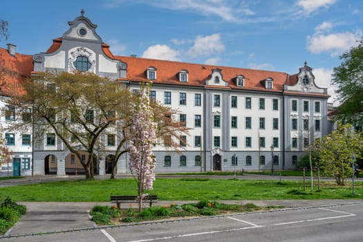 Flowering tree at a government building Augsburg. The building from the 18th century was in former times a bishop residence