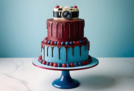 AI generated of a cake with a camera on top of it