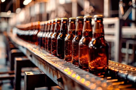 Automated and mechanised beer bottling plant. AI generated