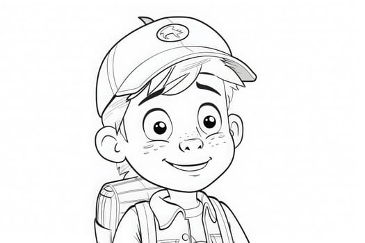 A young boy in a baseball cap and backpack ready for an adventure.
