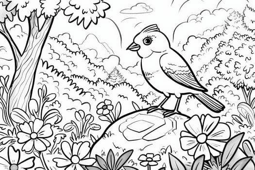 A colorful bird with intricate feathers perches gracefully on top of a weathered rock in a serene natural setting.