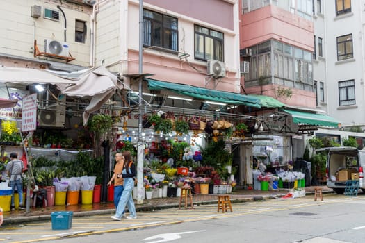 Hong Kong 27 April 2024: Mong Kok Flower Market in Hong Kong city