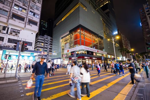 Hong Kong 06 April 2024: Hong Kong Tsim Sha Tsui district at night
