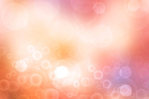 Abstract blurred fresh vivid spring summer light delicate pastel yellow pink orange bokeh background texture with bright circular soft color lights. Beautiful backdrop illustration.