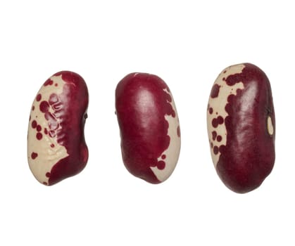 Raw brown beans on isolated background, top view