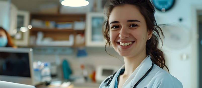 Portrait of a smiling female doctor or nurse uniform on office background. female doctor in hospital office background.a