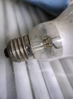 Detail of old damaged and discarded light bulbs, recycling