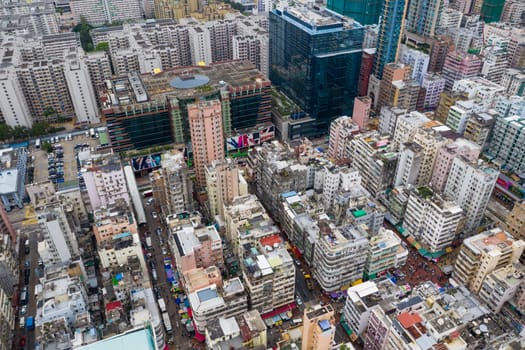 Sham Shui Po, Hong Kong 06 May 2019: Hong Kong downtown city from top