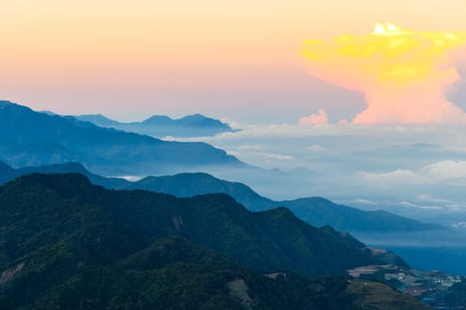 Beautiful mountain landscape at sunset