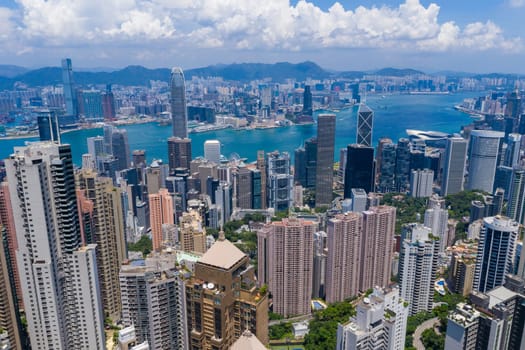 Victoria Harbor, Hong Kong 25 August 2021: Hong Kong city