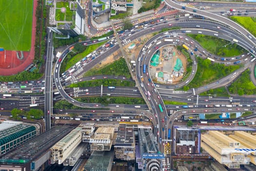 Causeway Bay, Hong Kong 07 May 2019: top view of Hong Kong city