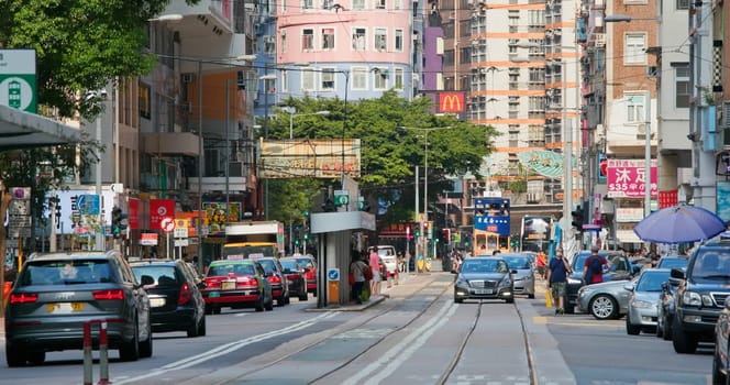 Wan Chai, Hong Kong 06 September 2020: Hong Kong city street
