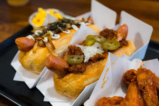 Hot dog with different sauce