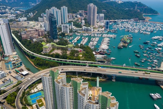 Aberdeen, Hong Kong 12 May 2019: Top down view of Hong Kong typhoon shelter in aberdeen