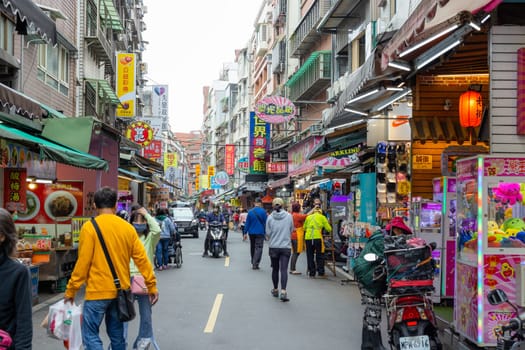 Taiwan 29 March 2023: Tamsui old street in Taiwan