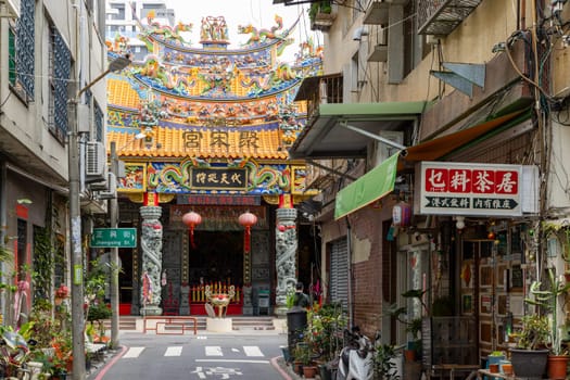 Tainan, Taiwan 21 February 2022: Traditional Taiwan temple