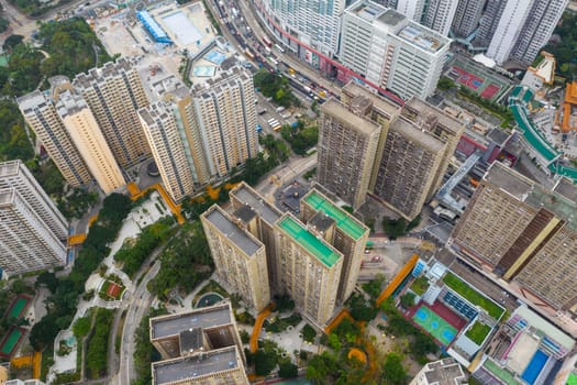 Wong Tai Sin, Hong Kong 17 May 2019:- Aerial view of Hong Kong downtown city