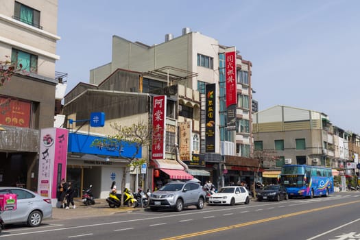 Tainan, Taiwan 21 February 2023: Tainan downtown city street
