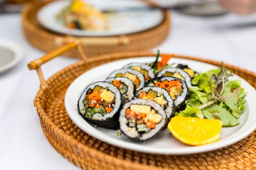 Traditional Korean Sushi rice roll kimbap