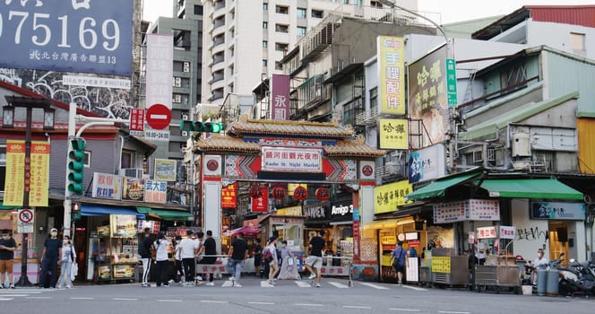 Taipei, Taiwan 27 September 2022: Raohe St. night market in Taipei of Taiwan